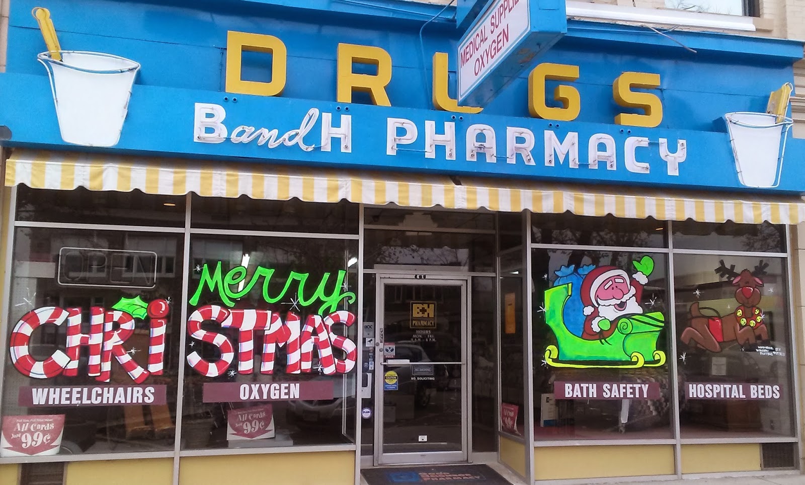 Whimsical Window Painting: BH Pharmacy Christmas Window