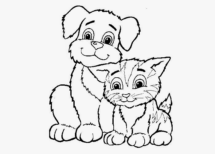 779 Cartoon Cat And Dog Coloring Pages For Kids with Animal character