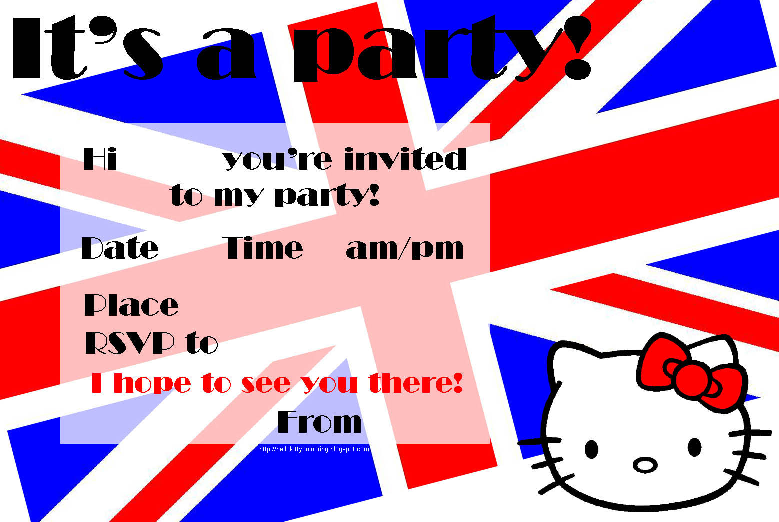 Hi there KITTY COLORING Webpages picture relating to Printable British Flag called Hi KITTY COLORING Web pages