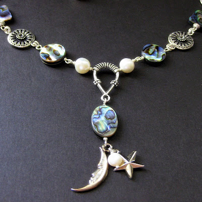Celestial Abalone Shell and Fresh Water Pearl Necklace