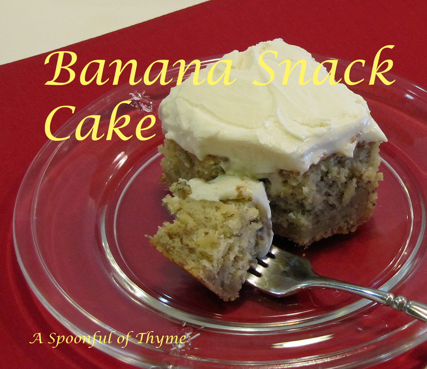 Banana Snack Cake with Cream Cheese Frosting