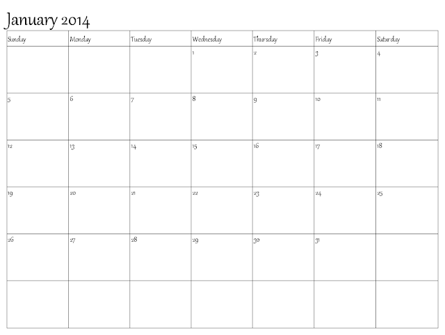 2014 january calendar excel