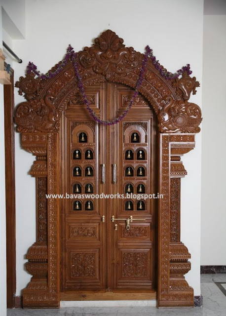 bavas wood works pooja room door frame and door designs temple door designs in kerala