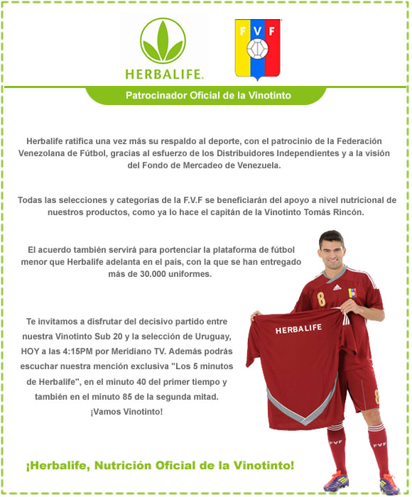 HERBALIFE Patrocinador Oficial de la Vinotinto