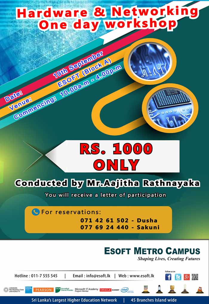With roots going back to the year 2000, ESOFT has today grown to be the largest private sector education network in Sri Lanka due to the extensive coverage that we have via our branch network which includes ESOFT Metro Colleges, ESOFT Regional Campuses, and ESOFT Metro Campuses. Initially starting with IT and Computing, today ESOFT has grown in to a diversified education provider in the fields of ICT & Computing, Business & Management, Engineering, and English.  ESOFT is Accredited by the BCS – The Chartered Institute for IT, and also by Edexcel (UK). We are also the Strategic Partner of London Metropolitan University, UK to exclusively offer their undergraduate and postgraduate qualifications in Sri Lanka. ESOFT is also a Collaborative Partner of the University of Moratuwa and is also the largest course provider for the BIT Degree of the University of Colombo School of Computing (UCSC)
