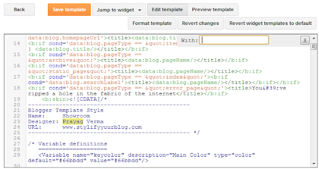 Replace function in Blogger Template Editor