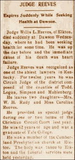 Death of Judge Willis L. Reeves