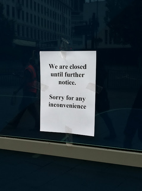a sign on a window