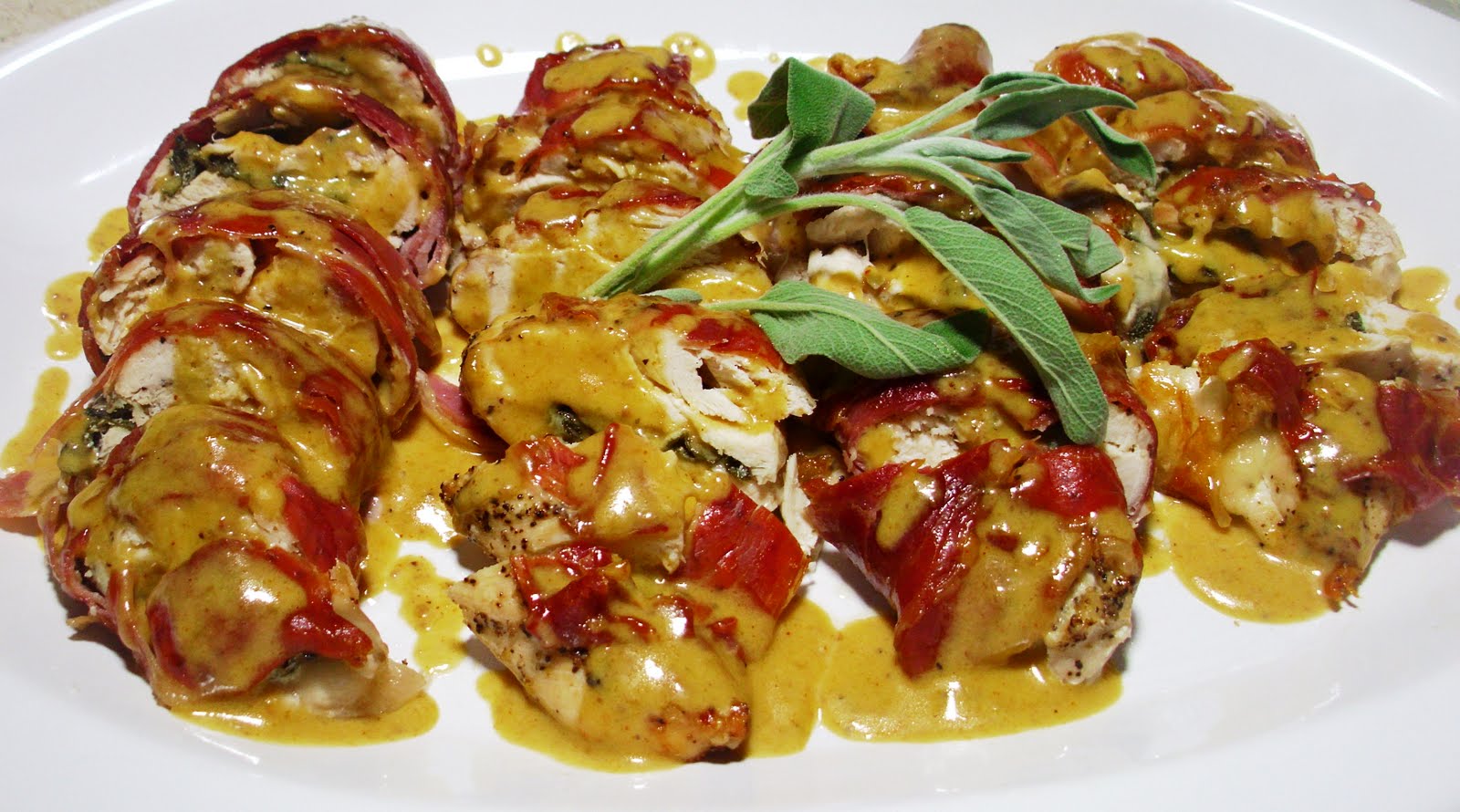 Ciao Down Prosciutto Wrapped Chicken Stuffed with Sage Leaves and