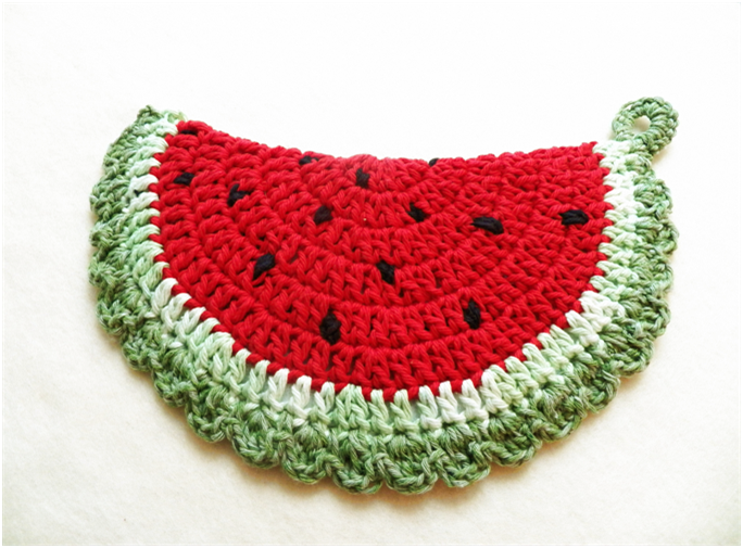 Art Threads Monday Project Crocheted Watermelon Potholder and Trivet