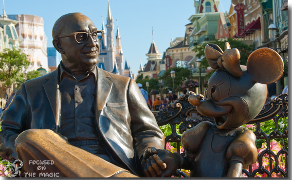 Roy Disney and Minnie Statue in the Magic Kingdom