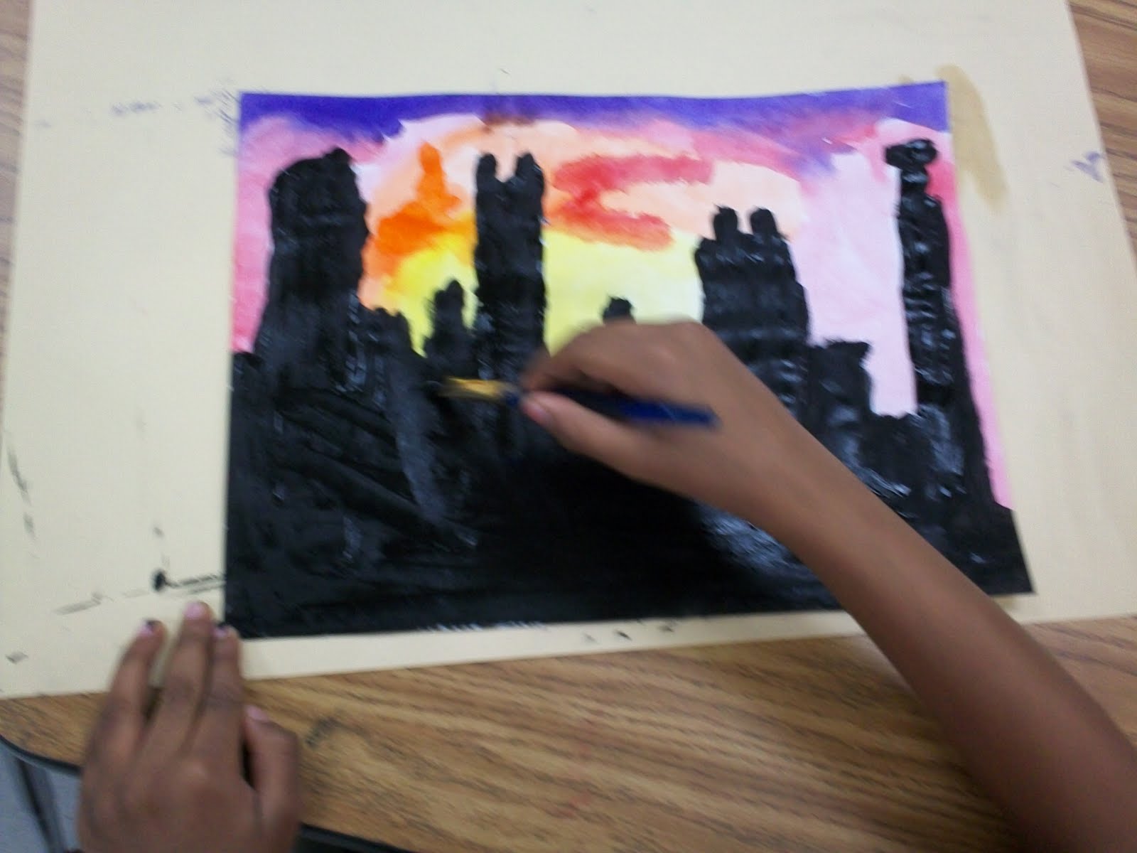 Art With Mr. E Watercolor/Tempera Skyline 1st Grade