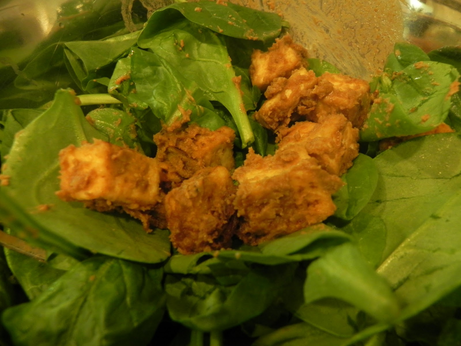 My Peanut Butter's Tachy Warm Peanut Butter Spinach Salad