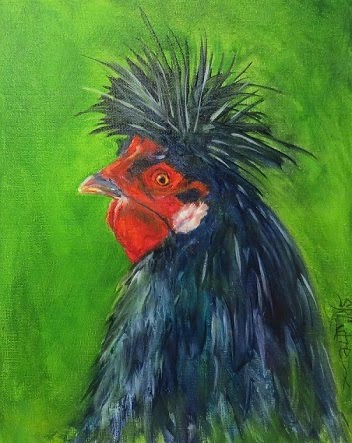 Spike, Rooster, original oil painting
