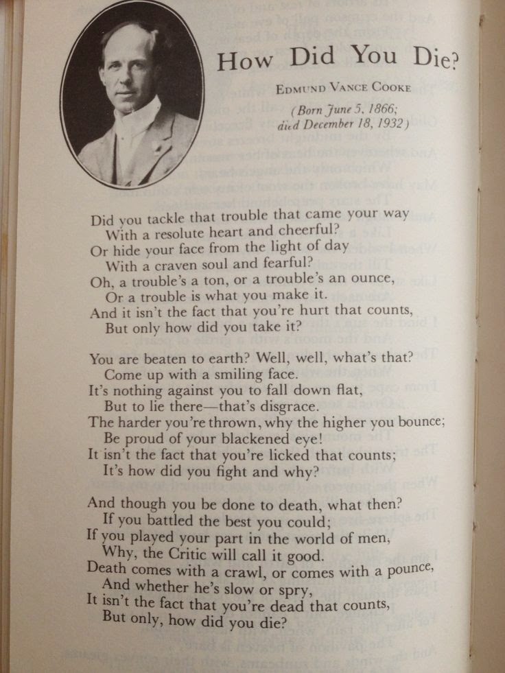 How Did You Die? by Edmund Vance Cooke Edmund Vance Cooke Poem