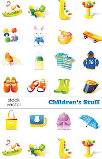 16 vectores de objetos infantiles