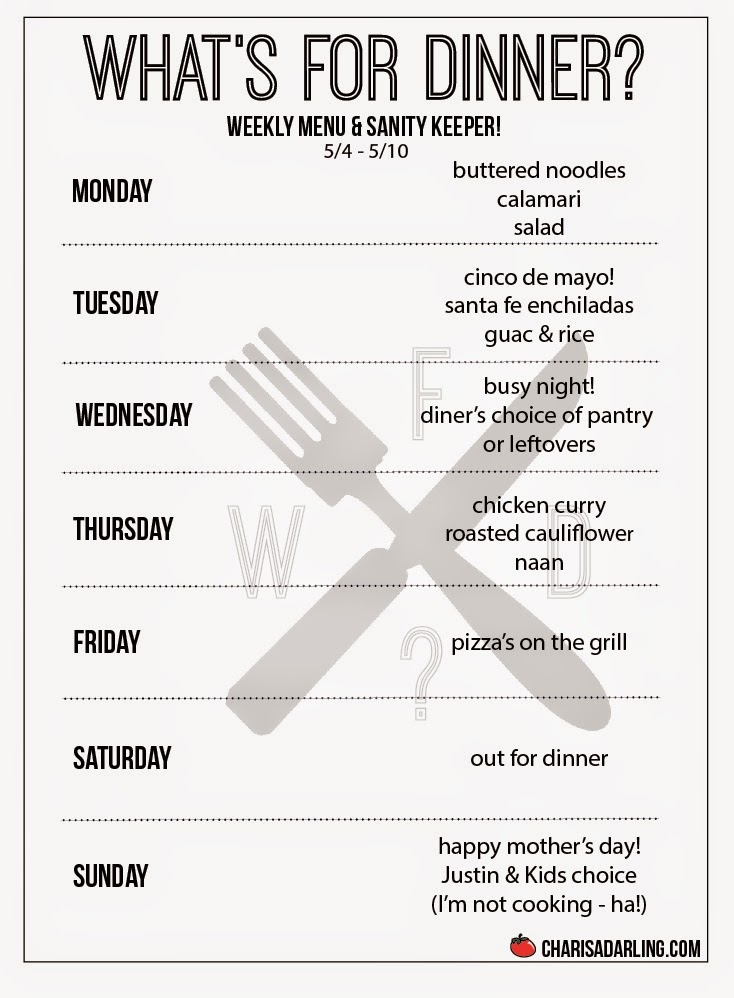 weekly dinner menu planner
