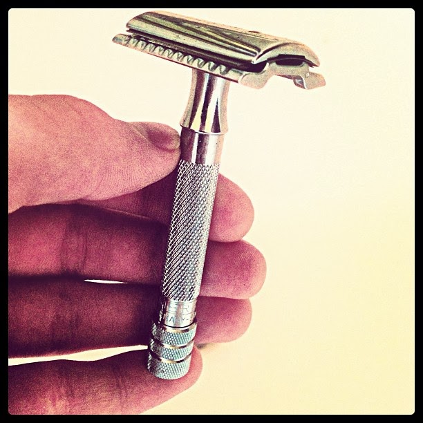 Merkur 34c safety razor Tyler Mahan Coe holding a safety razor