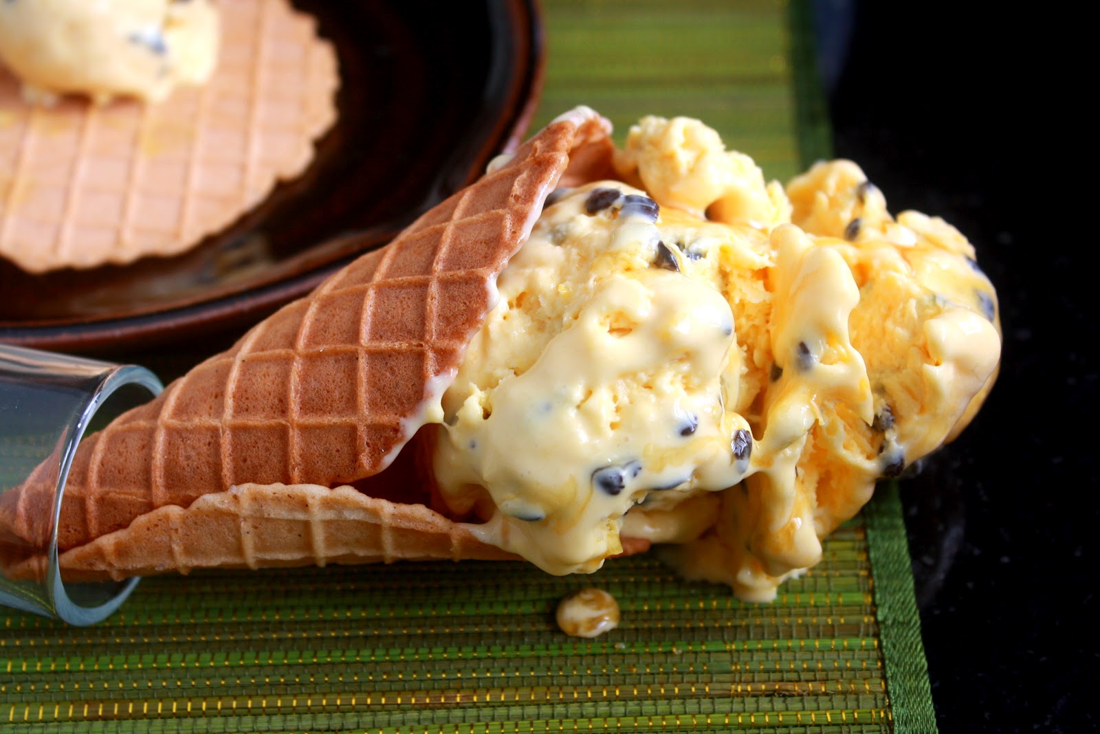 For the love of food! Passion Fruit Ice Cream with a drizzle of honey!