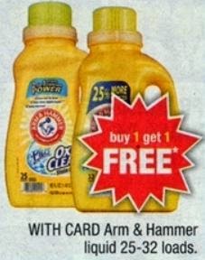 Buy one Get one Free Arm & Hammer laundry at CVS with printable coupon