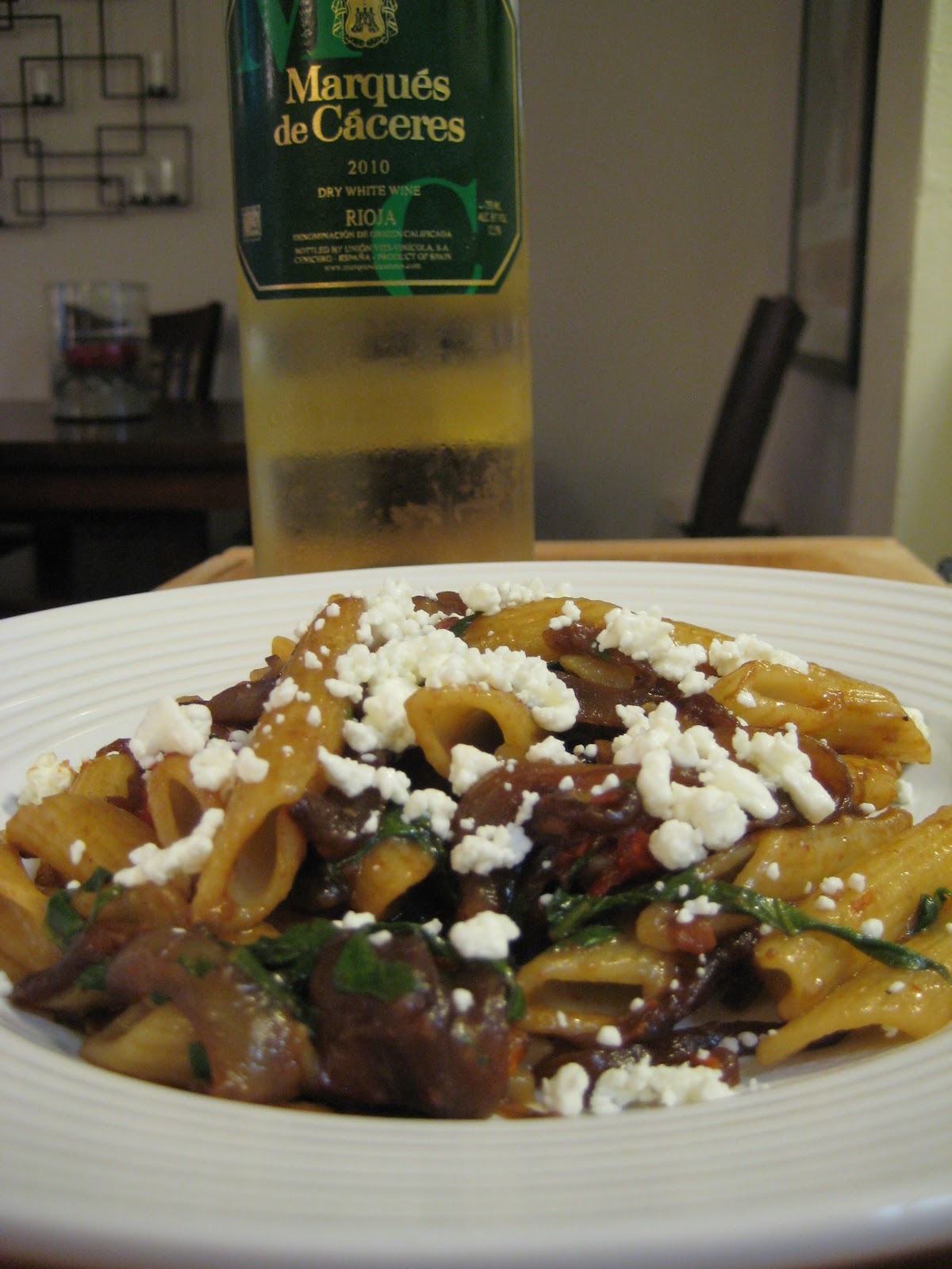 The Lush Chef Caramelized Onion & Goat Cheese Pasta with White Wine