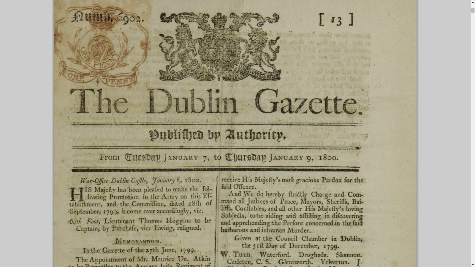 The GENES Blog The Dublin Gazette from 17501800 is online