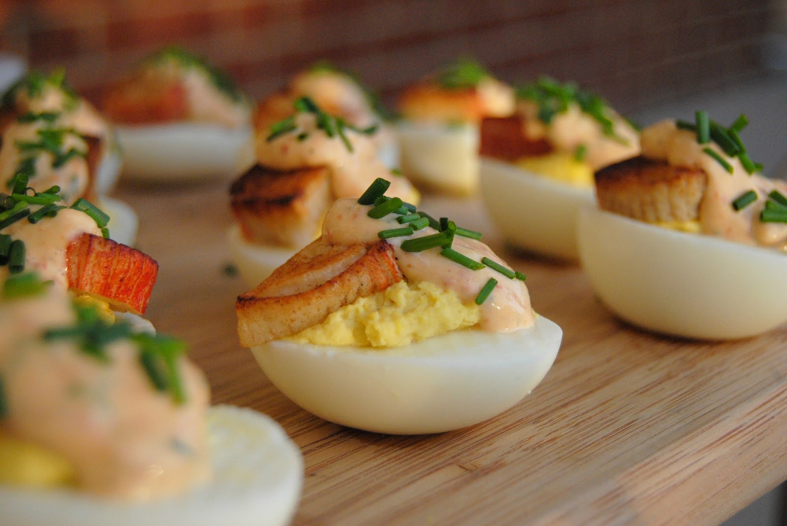 SteakNPotatoesKindaGurl Crab and Chipotle Aioli Deviled Eggs