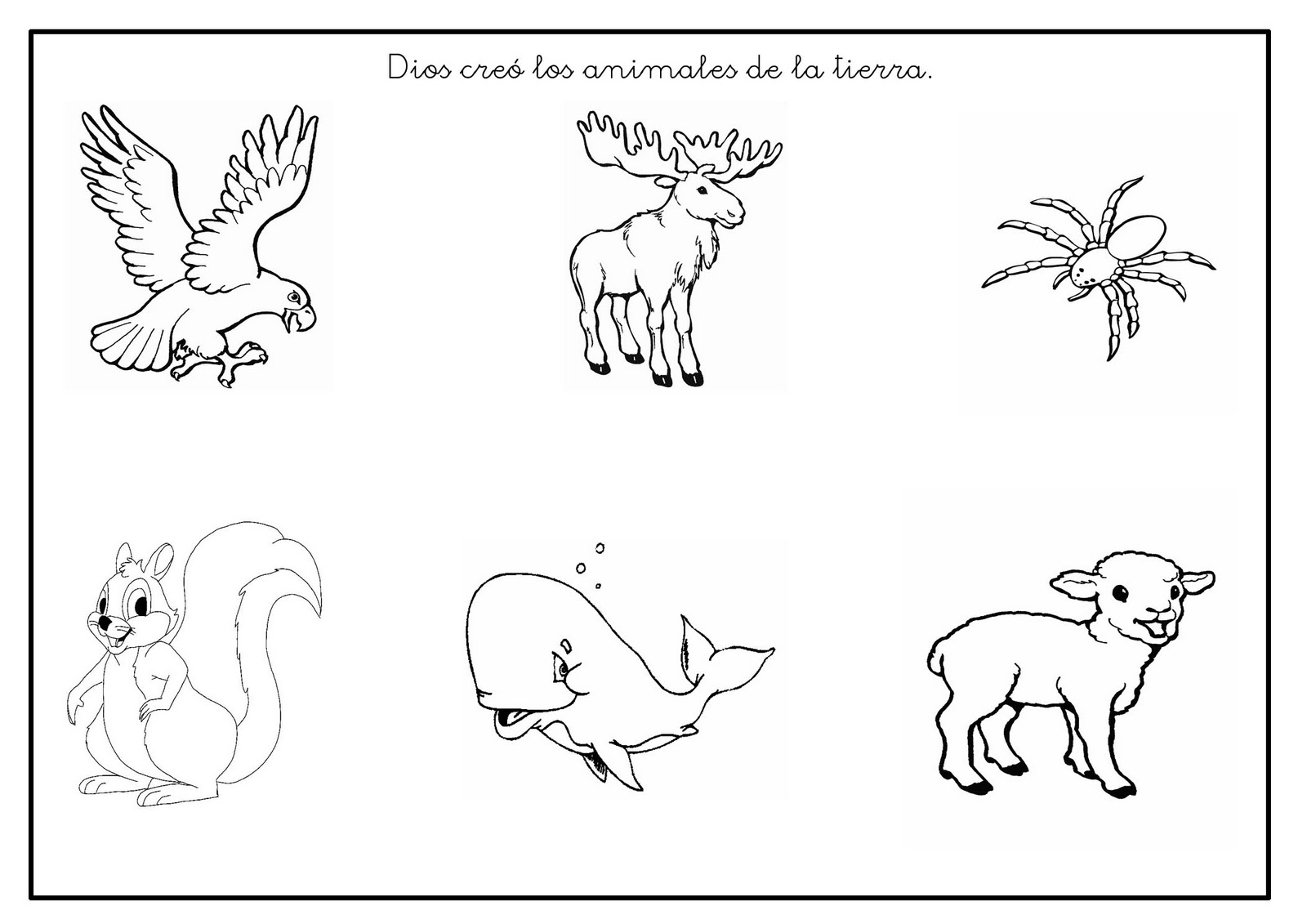 Ficha: Dios creó los animales de la tierra.