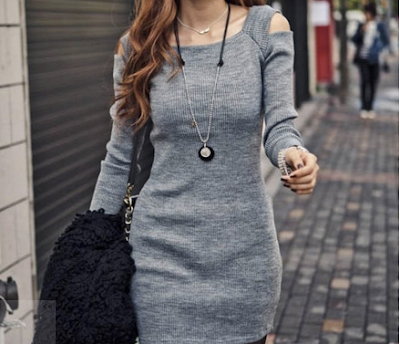 gray dress shoulder cutouts dresslink aglimpseofglam