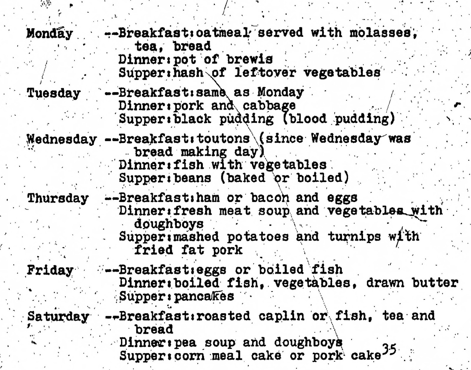 weekly family menu