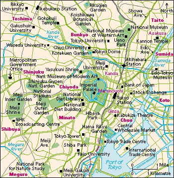 Street map Tokyo Japan
