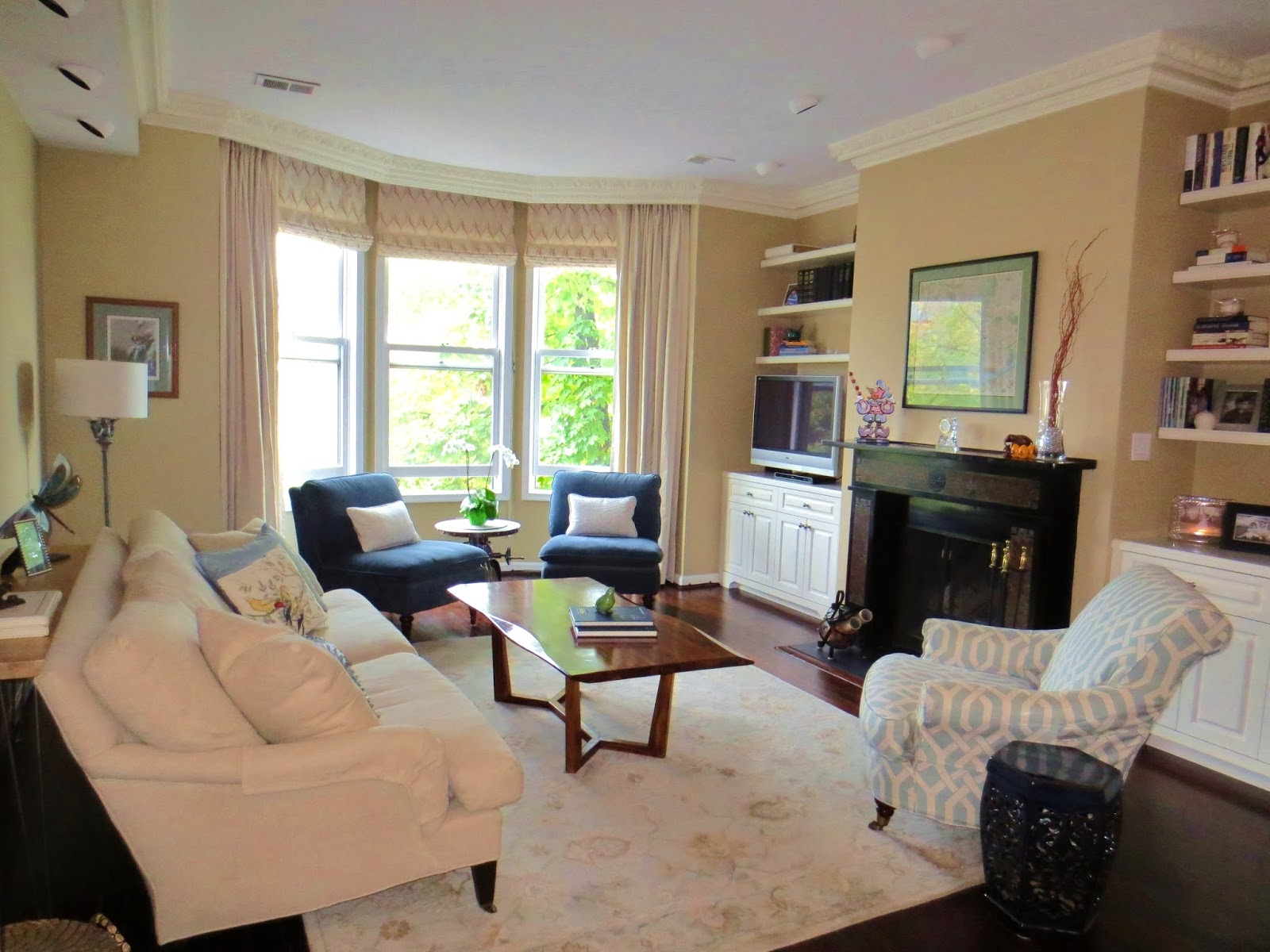 Row House Refuge A Transitional Living Room