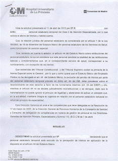 Resolución expresa denegatoria Hospital de la Princesa Abogados SOL