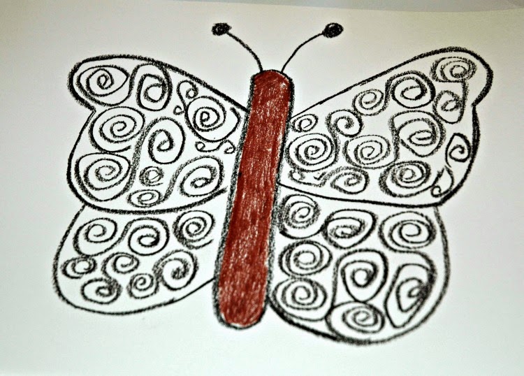 Cutting Tiny Bites Crayon Resist Butterflies