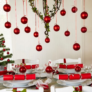 Mesas de navidad rojo blanco Mesa de navidad en rojo blanco