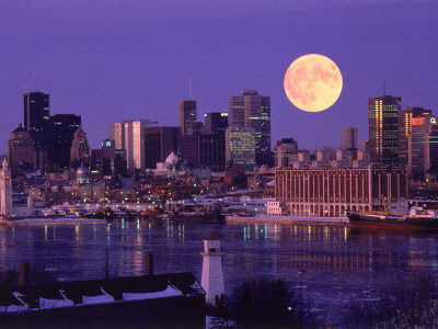 Romantic full moon over glorious Montreal