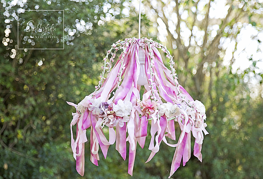 How To Recycle An Old Lampshade Into A Chandelier Shabbyfufu Com Outdoor Chandelier With Ribbon
