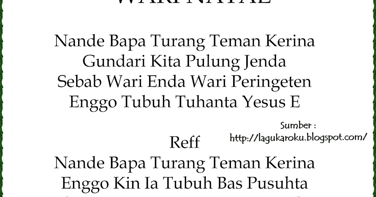 The Romp Family 30 Ide Keren Lirik Lagu Karo Salam Natal