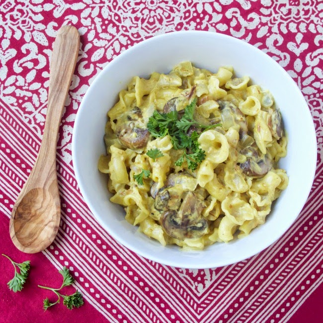 Mushroom and Eggplant Stroganoff #RecipeRedux #NationalPastaMonth