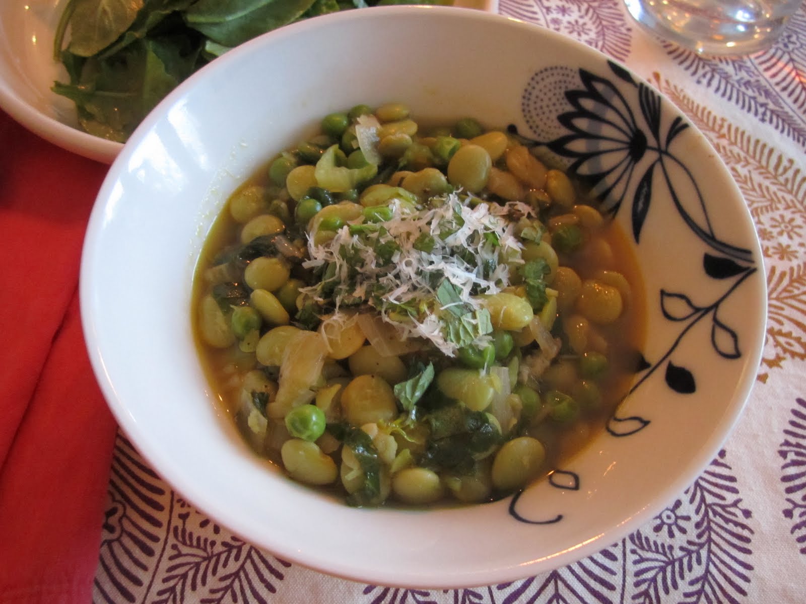 a little fancy quick lima bean and pea stew
