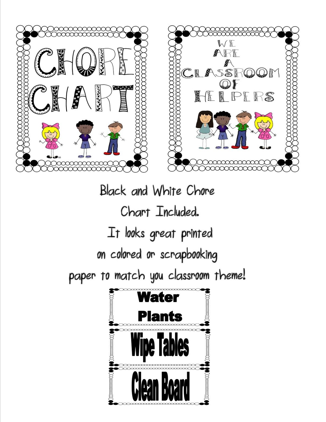 Classy Gal Designs and Publishing Give Away! {Classroom Chore Chart}