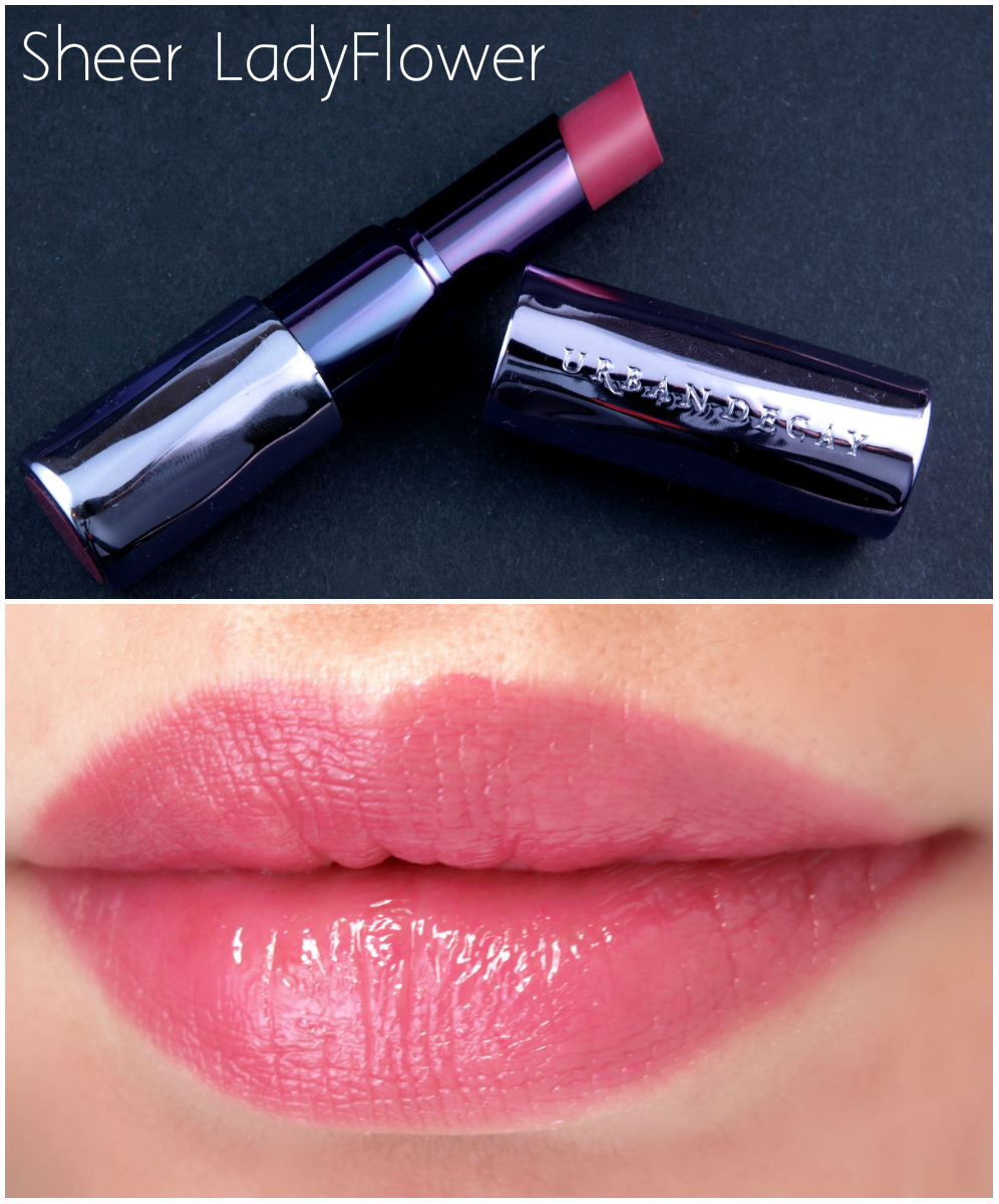 Urban Decay Sheer Revolution Lipstick in "Slowburn" & "Ladyflower": Review and Swatches