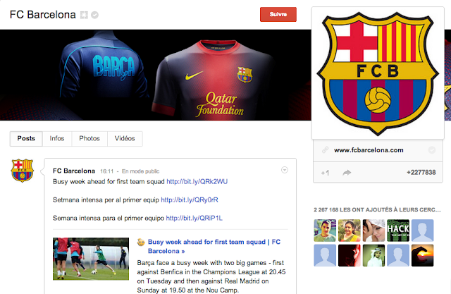 Google + of FC Barcelona