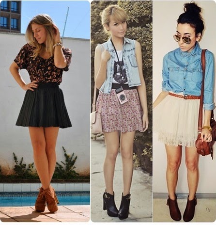 bota cano curto e saia