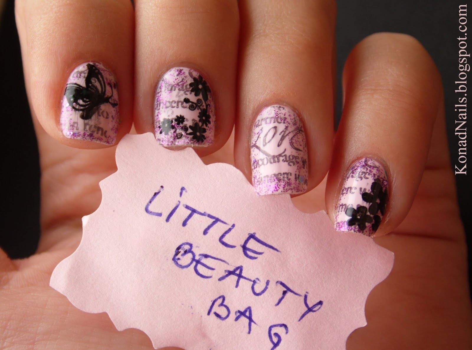 Konad Addict Love letters nail art