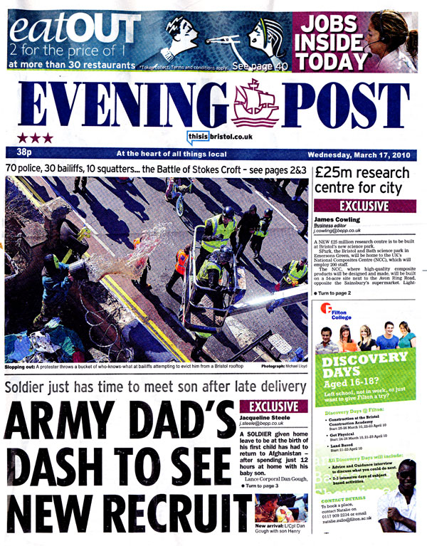 A2 Local Newspaper Photos of Bristol Evening Post Cover