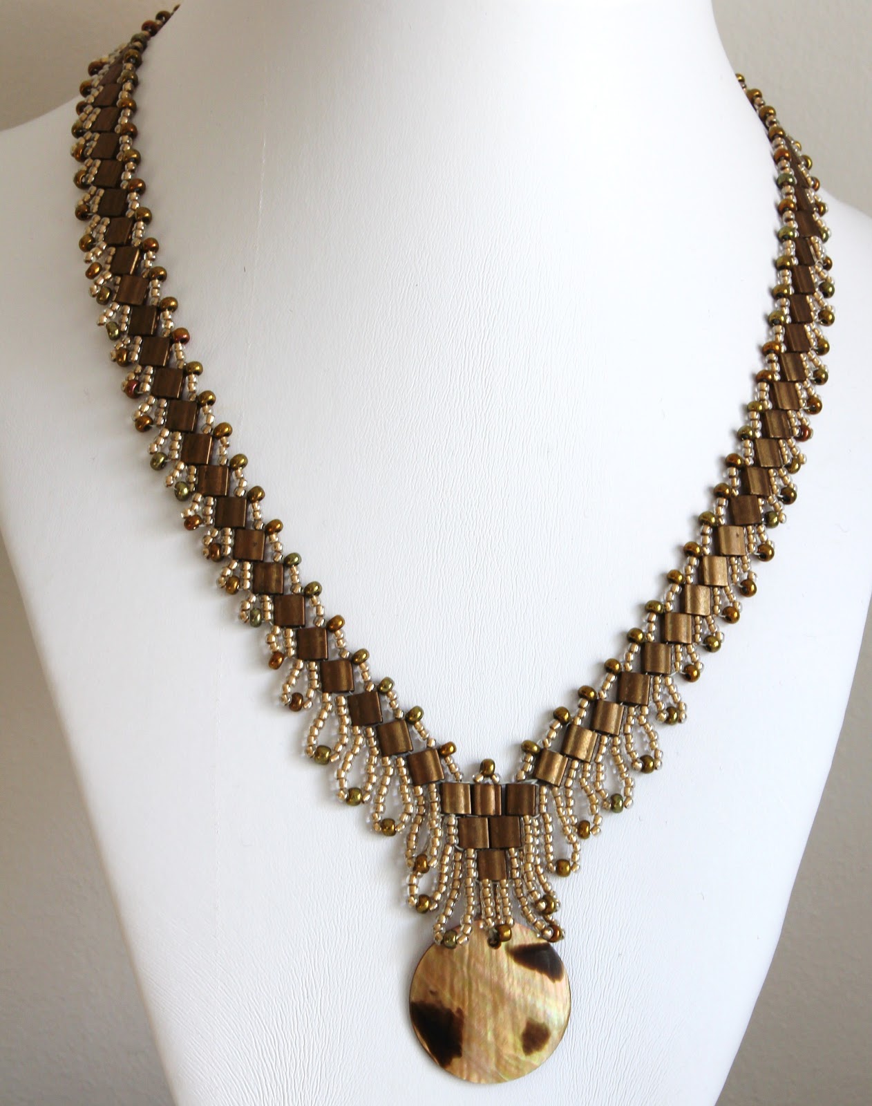 RosemaryB Jewellery Bronze Tila Bead Necklace.