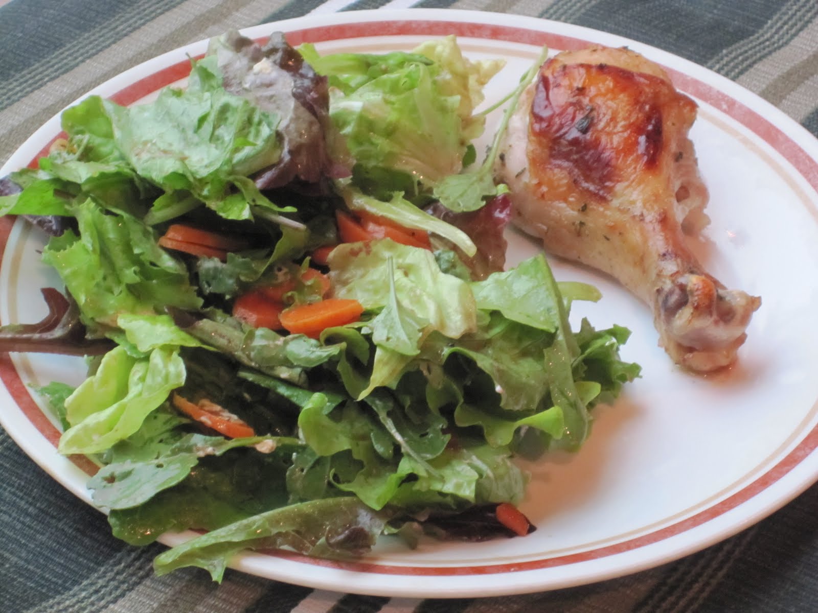 Frugal Healthy Simple Baked Chicken Legs and Salad