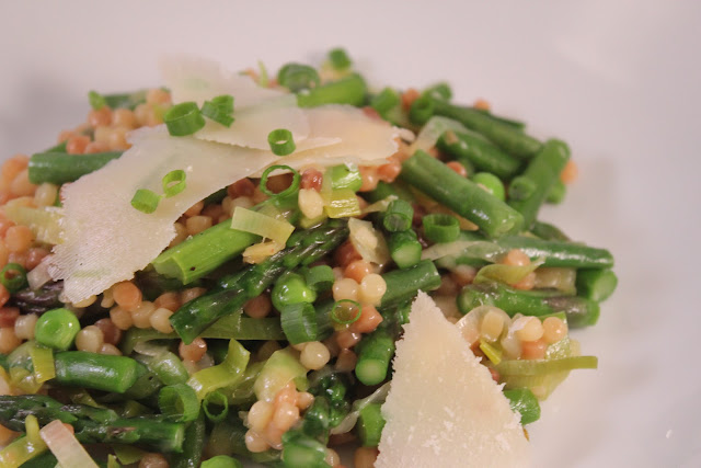 Fregola with spring vegetables