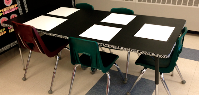 built in whiteboard tables with dry erase paper